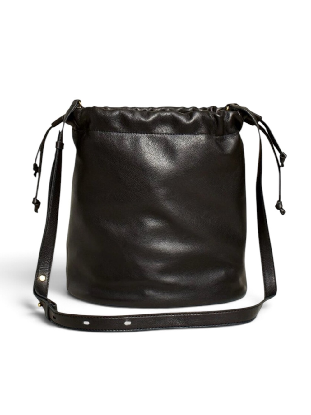 NEW Madewell Black Leather Crossbody Drawstring Bucket Bag